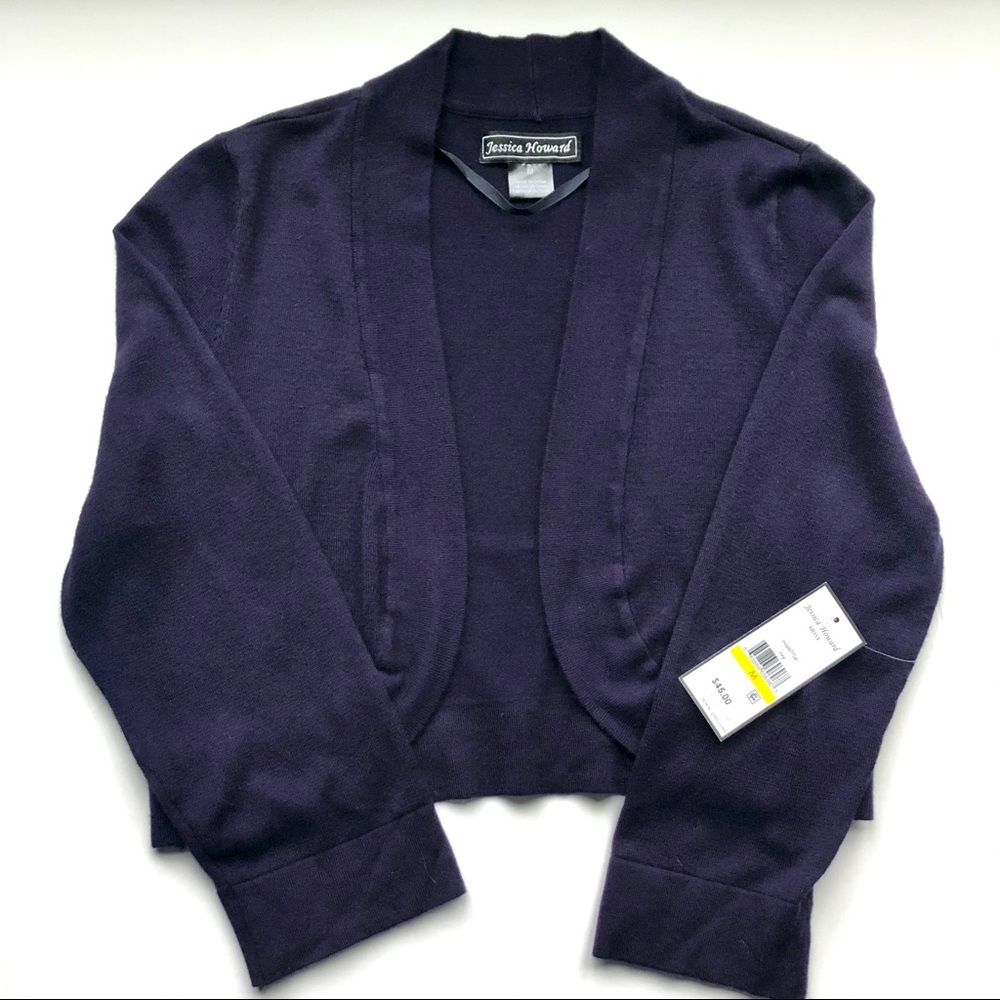 NWT ($45) Jessica Howard Rayon Navy Blue Shrug Med